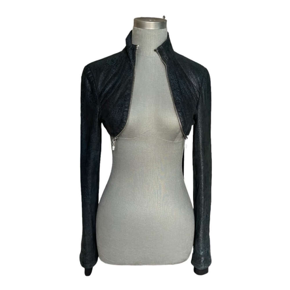 Armando Gomez Leather Windbreaker Vest Jacket Dark Blue M Italy 3-Way Style - Picture 10 of 14